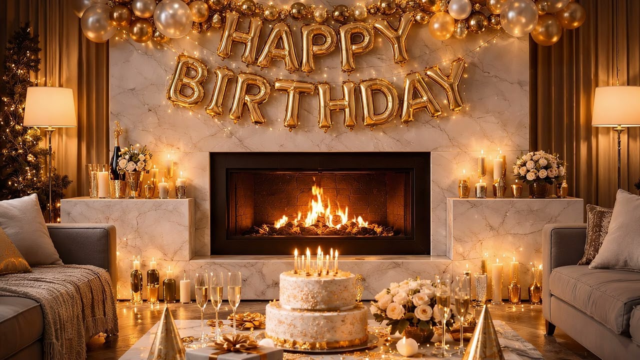 Ambient TV 4K HD - Ambiance TV 4K HD - Feu cheminée - Thème Joyeux Anniversaire adulte