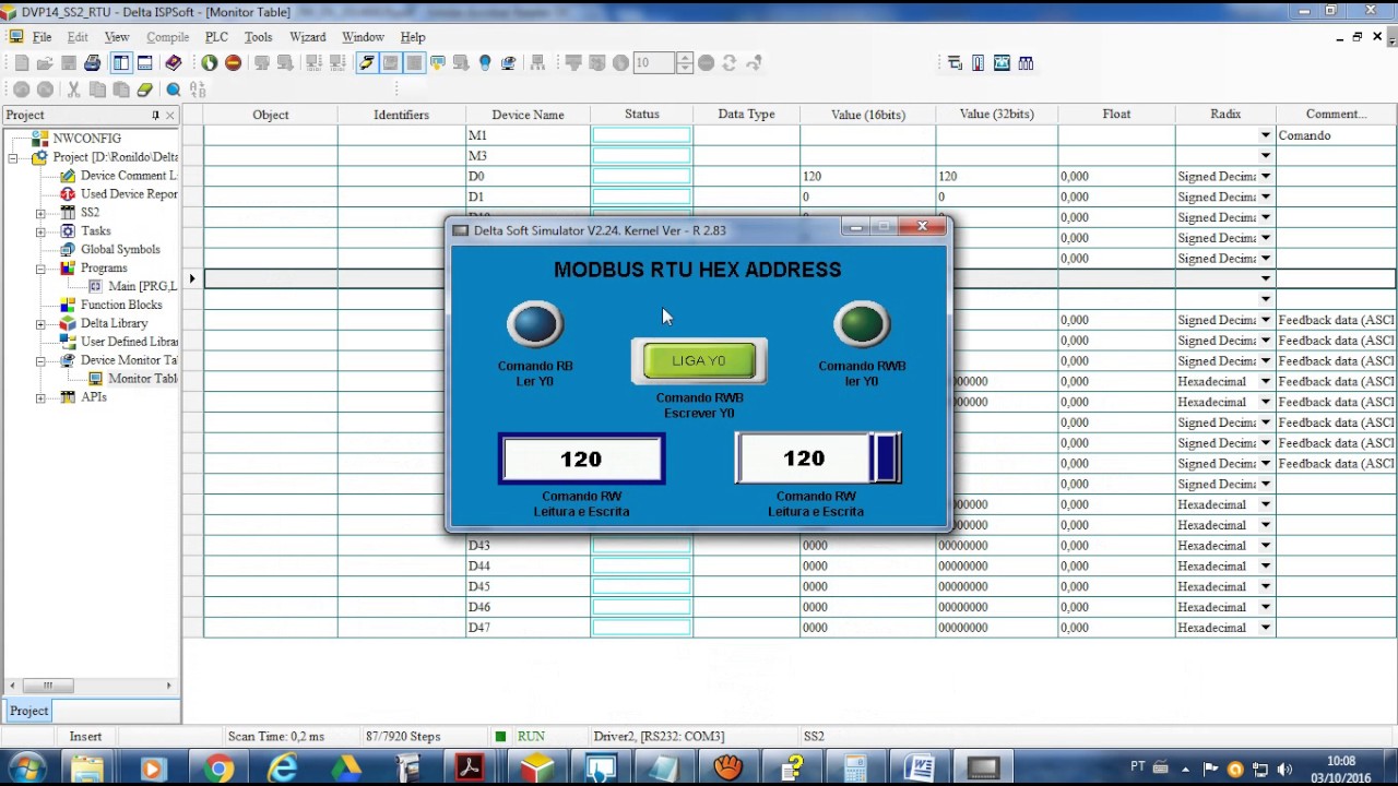 MODBUS RTU IHM DELTA  RTU HEX ADDRESS