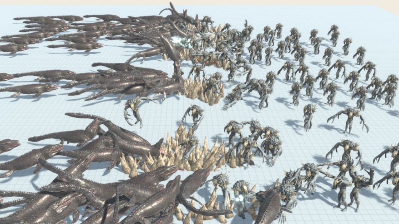 100 Mosasaurus Army vs 100 Infernals Army ARBS Animal Revolt Battle Simulator