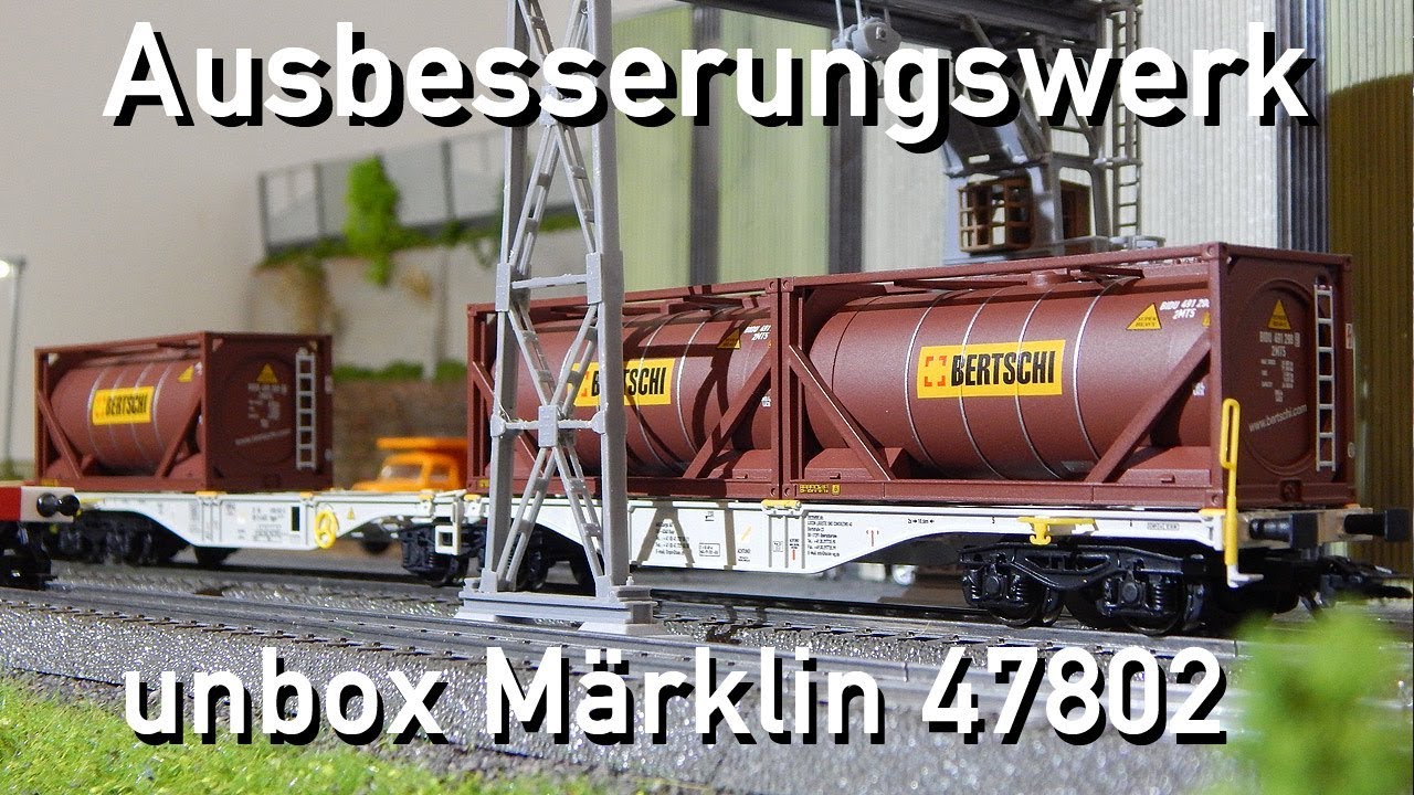 Ausbesserungswerk Märklin H0 unbox 47802 Doppel-Containertragwagen Sggrss 80