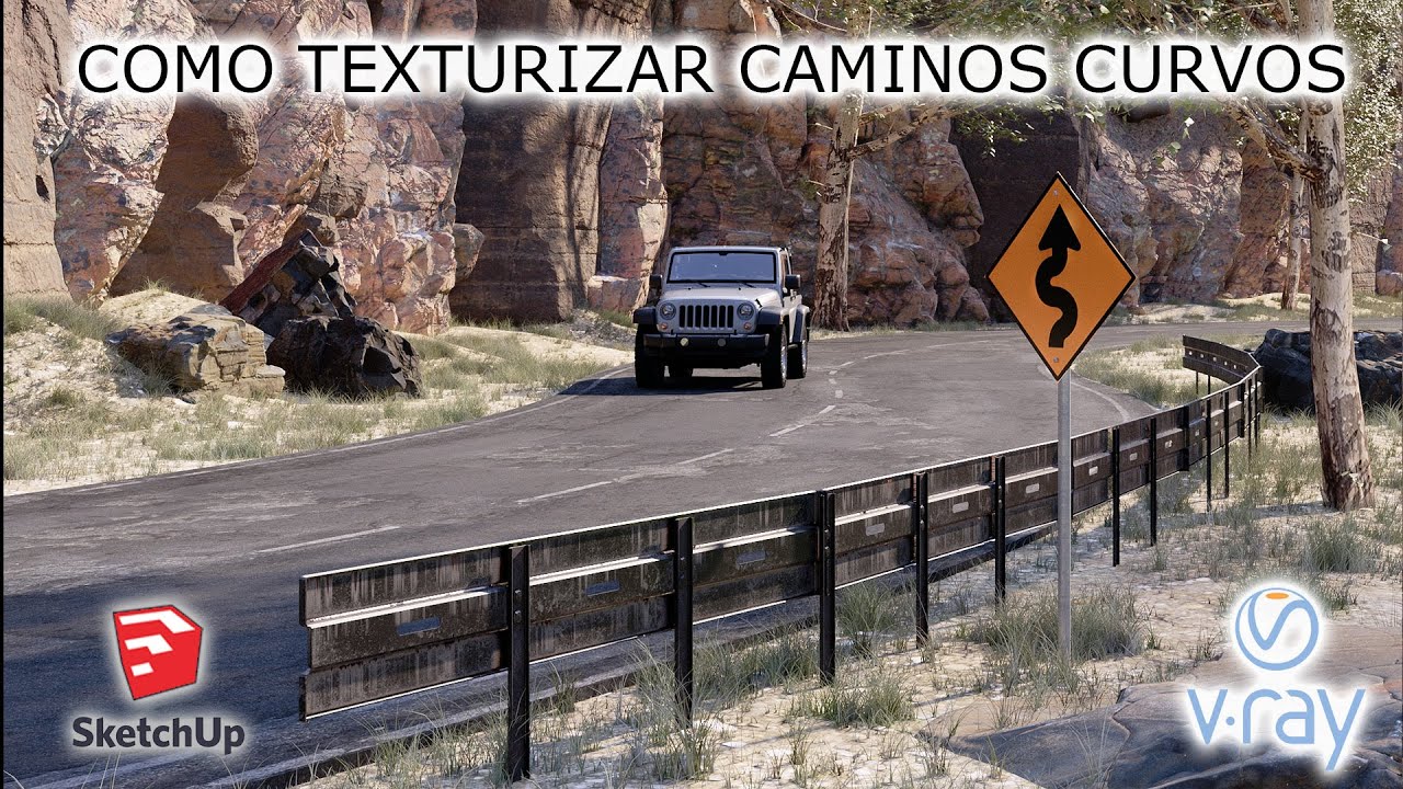 Como TEXTURIZAR Caminos, Aceras, Accesos CURVOS - SKETCHUP / VRAY 5