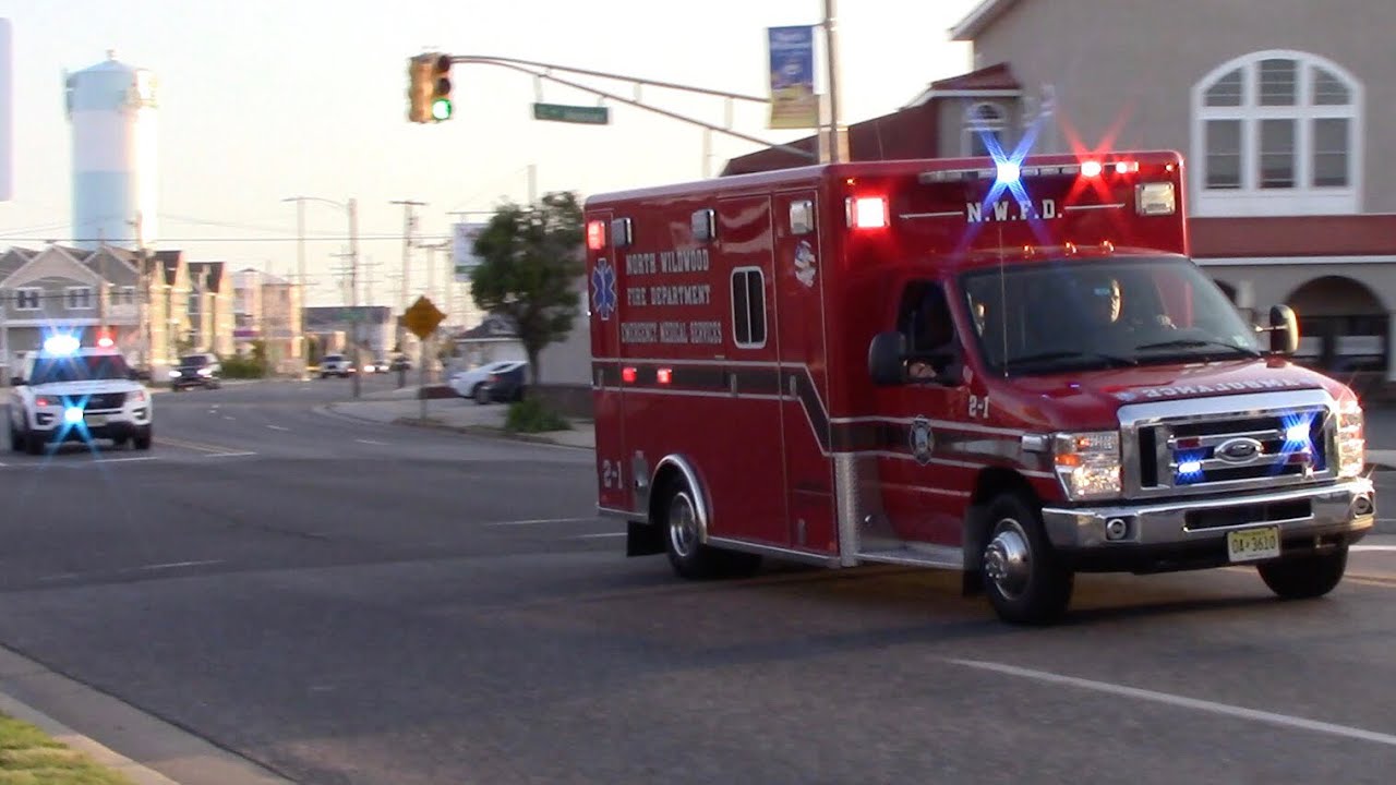 North Wildwood Fire Department Ambulance 2-1 And Police Car 220 Responding 6-3-19