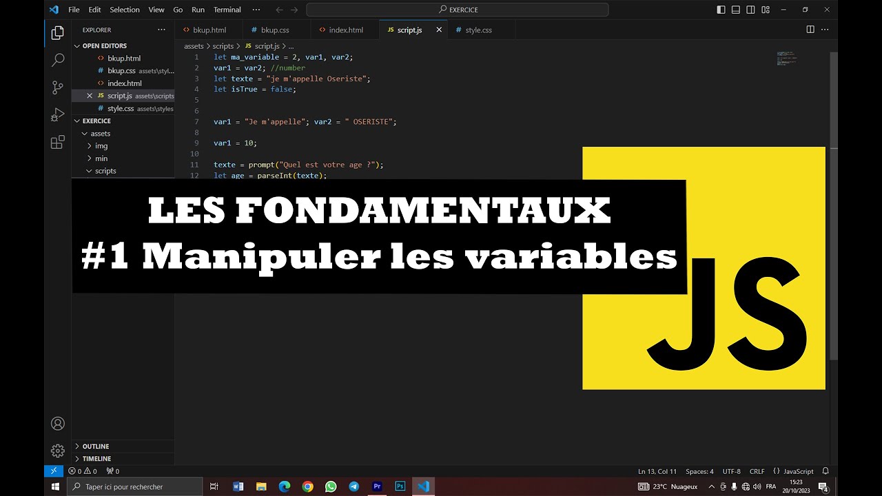 #2 Cours JavaScript débutant : Manipuler les variables | Bases et Fondamentaux du Javascript