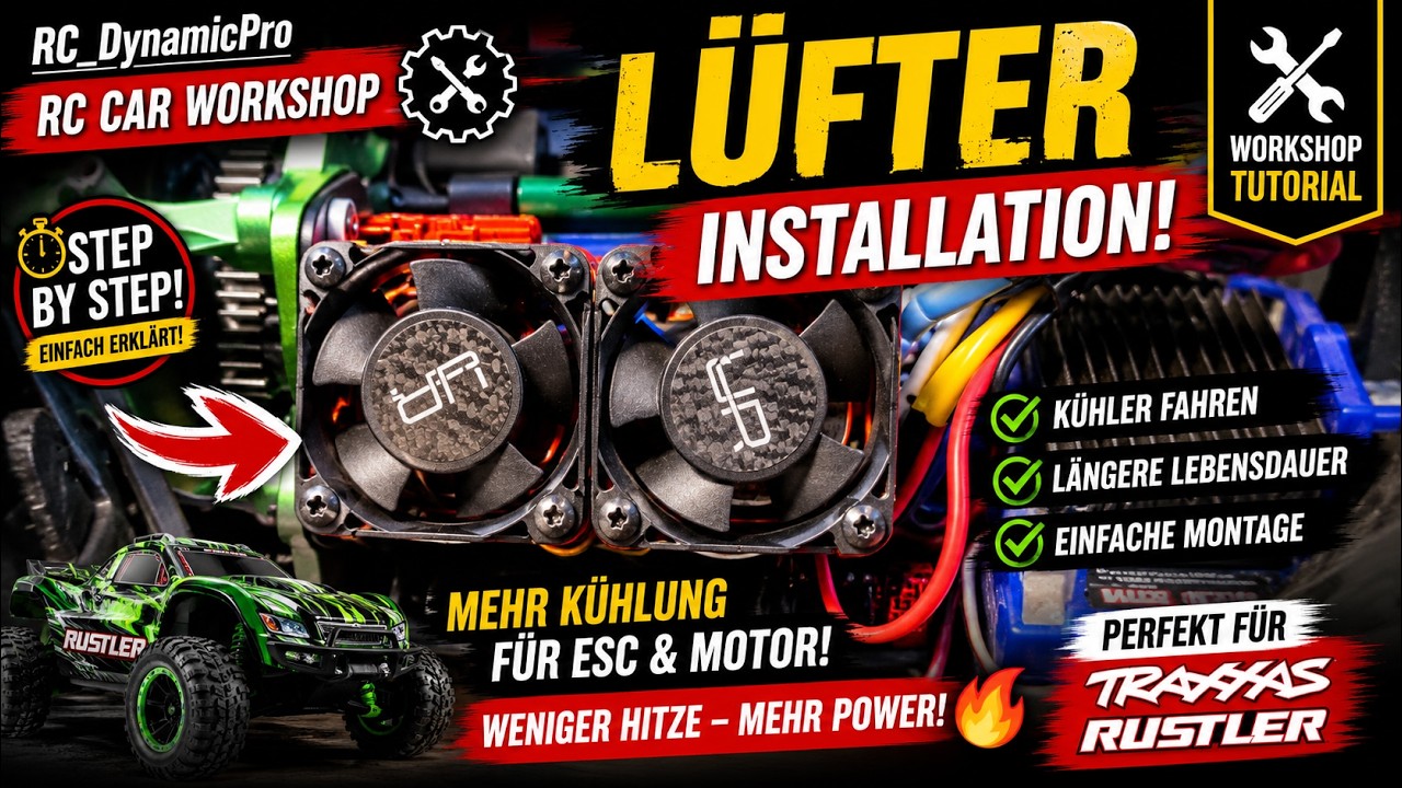RUSTLER 4X4 ULTIMATE - Fan Installation / Lüfter Installation