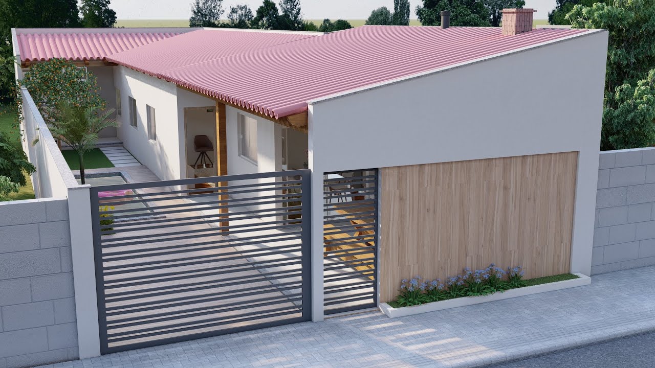 Casa com piscina e área gourmet em um terreno de 8x20