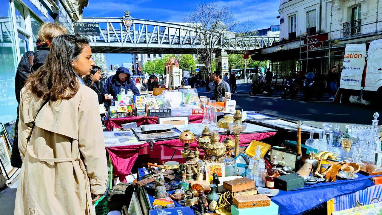 Paris France🇨🇵FLEA MARKET🪞Paris VINTAGE DESINGER Shopping💰BROCANTE in Paris🏺ANTIQUE old Things🪑4KHDR