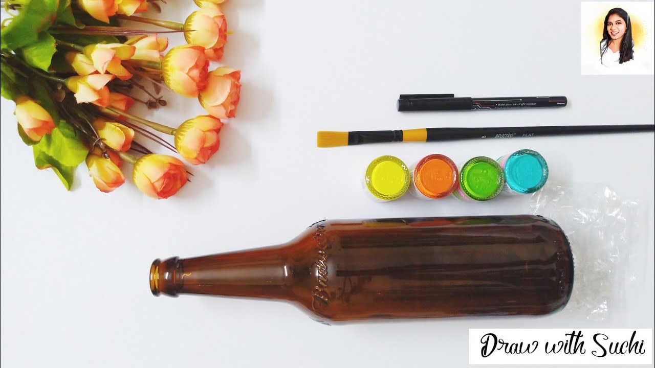 Very Easy & Simple Bottle Art for Beginners| DIY Glass Bottle Painting #bottleart
