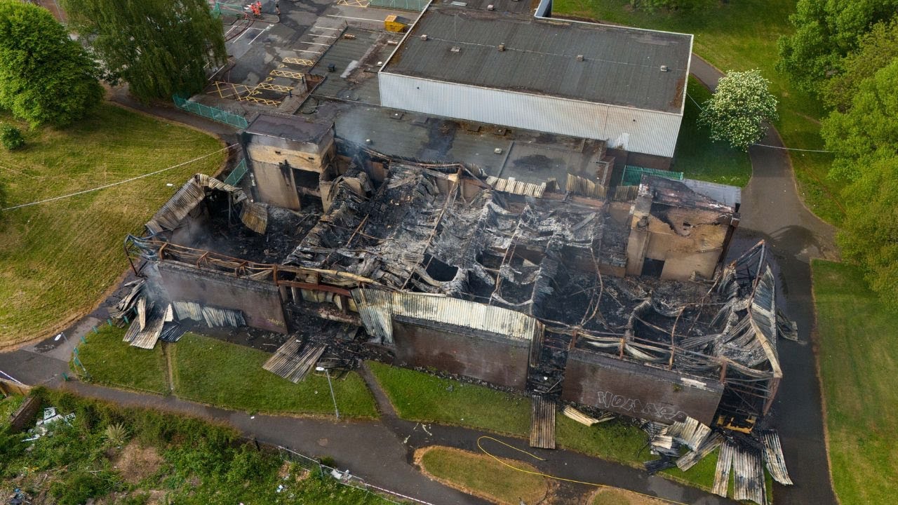 Fire crews today tackling blaze that ripped through a leisure centre | SWNS