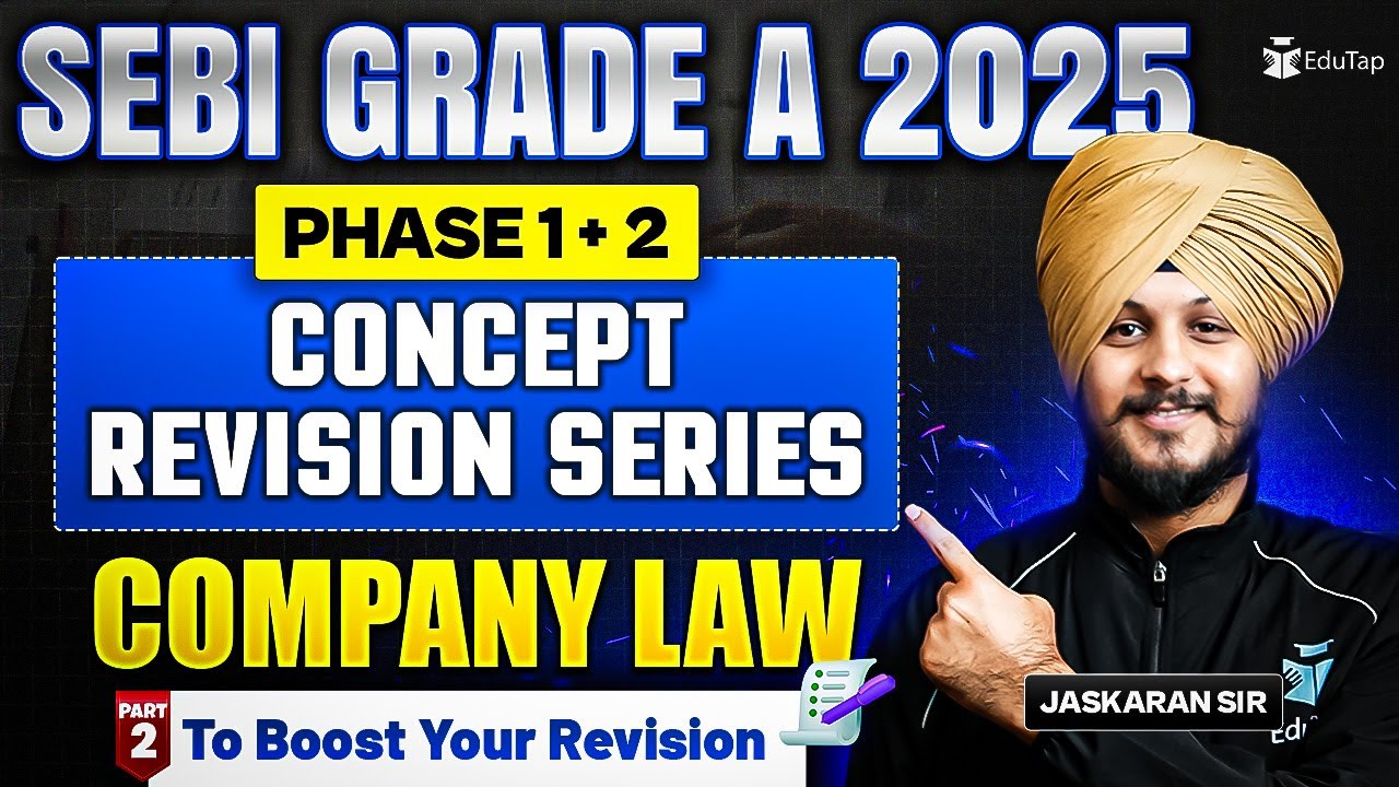 SEBI Grade A 2025 Classes | SEBI Assistant Manager Prep Phase 1 & 2 Company Law Practice Question