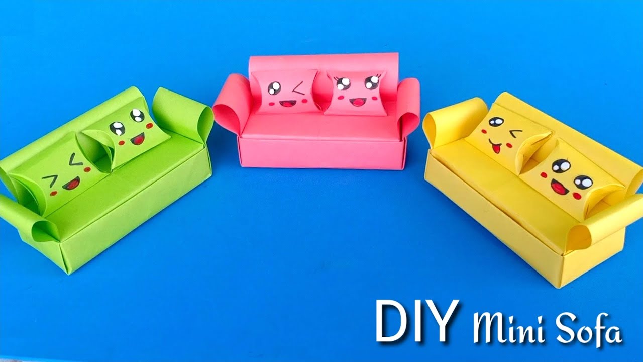 How to make a Paper Sofa | DIY Miniature Sofa / Paper Craft / Origami sofa