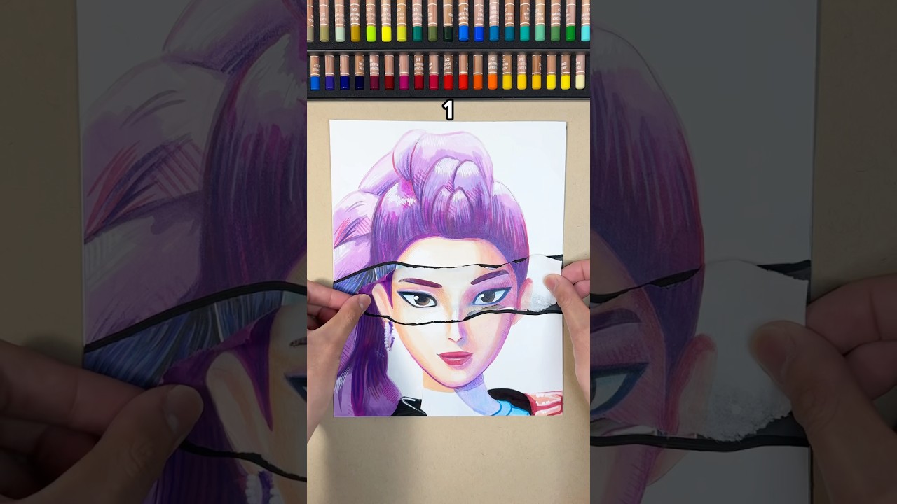 Subscribe Or Else&hellip;👀 Ripping My Drawing Of RUMI From KPOP DEMON HUNTERS?✨😭 #art #drawing #shorts