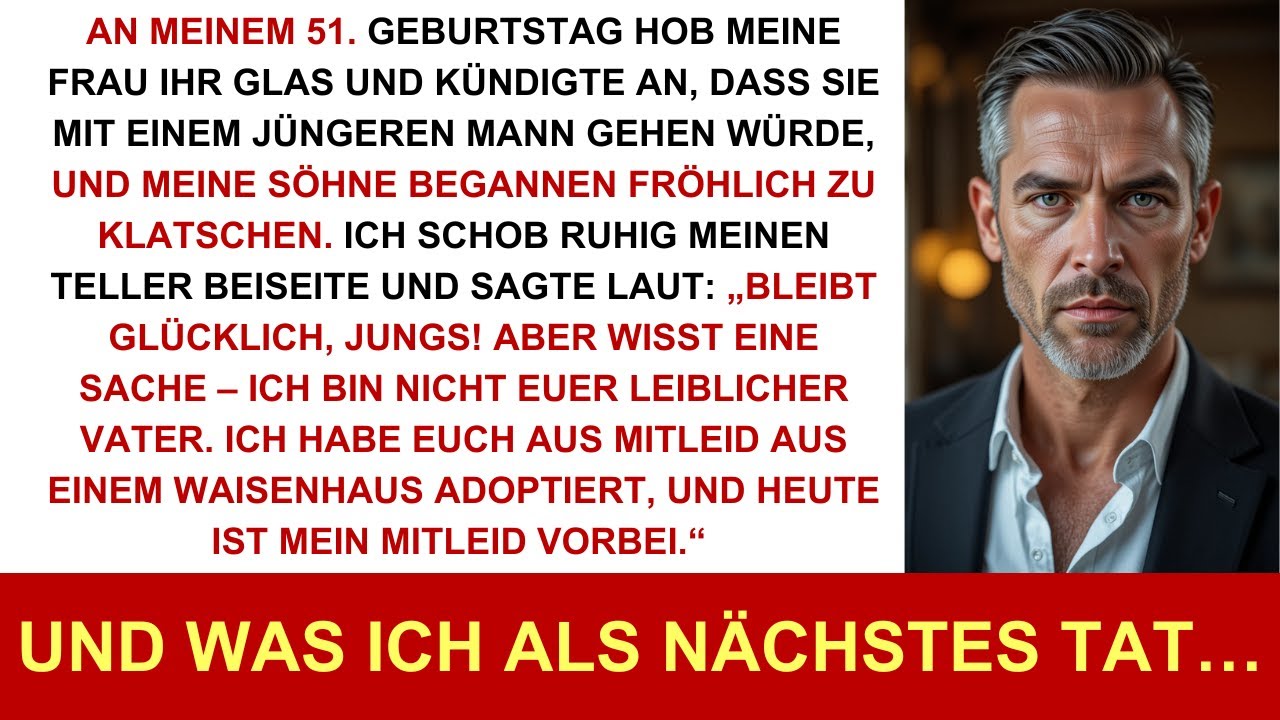 Als meine Frau mich für einen Jüngeren verließ, jubelten die Söhne – dann sagte ich 4 Worte.