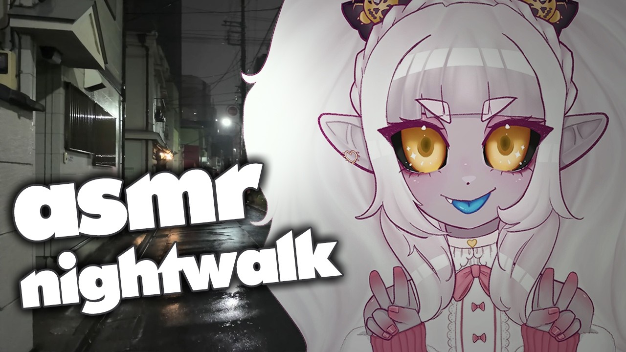 🔴 WALK ASMR |  Rainy Nightwalk with your Yokai Imouto ASMR !