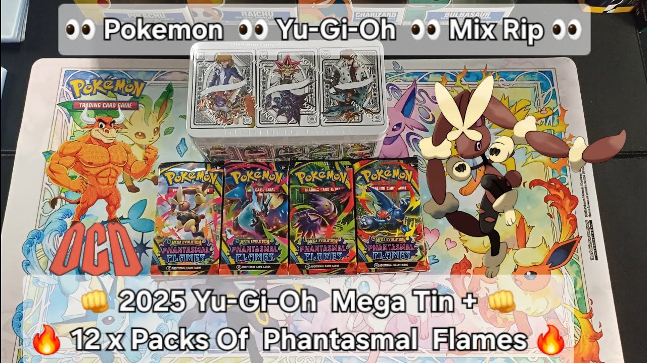 Pokemon Phantasmal Flames x 12 packs  + 2025 Yu-Gi-Oh Mega Tin (Mixed Rip) 👀🔥👀
