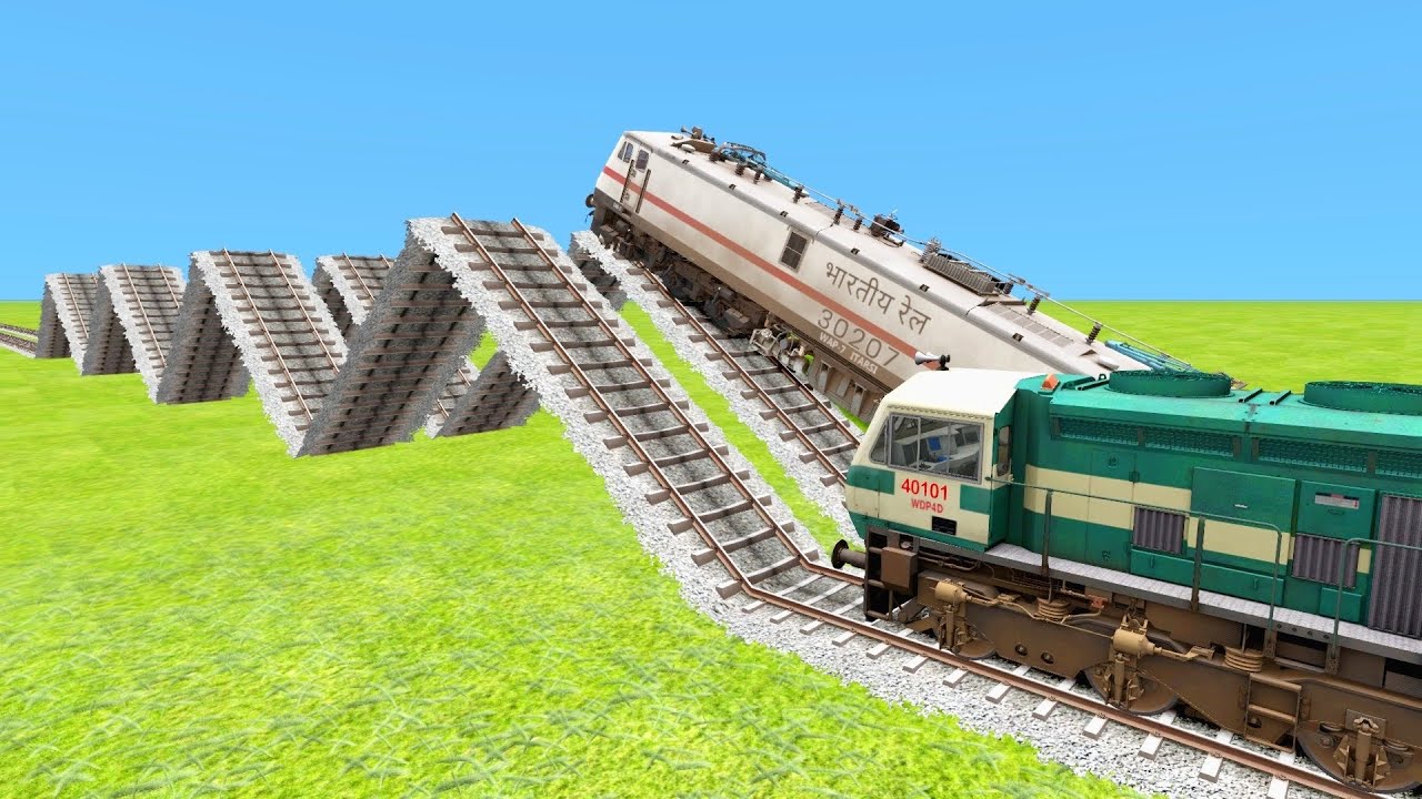 2️⃣POWERFUL TRAINS DANGEROUSLY CLIMBING TO BROKEN ZIGZAG RAILWAY TRACKS🔺Train Simulator | TrainsFun