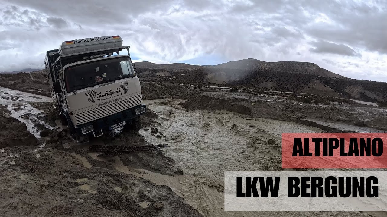 #33 Allrad LKW Bergung mit Unimog vom chilenischen Militär im Altiplano: Ruta Andina offroad