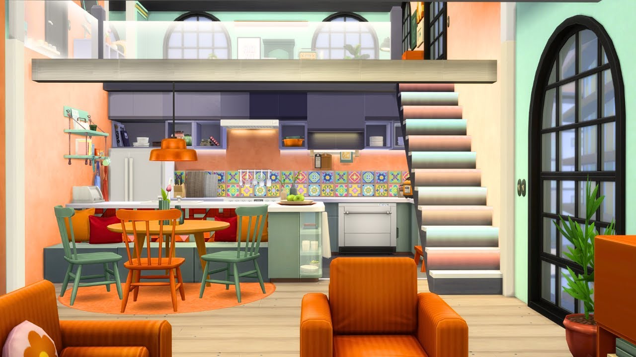 Cozy Kitsch Loft Apartment (701 ZenView Apartment)  🌆 Sims 4 Speed Build Stop Motion (NO CC)