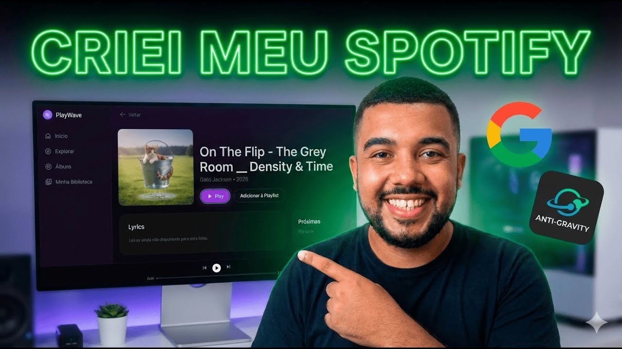 Clonei o Spotify? O Poder do Google Stitch + Anti-Gravity (Login, Admin e Player) #brasilvibecoding