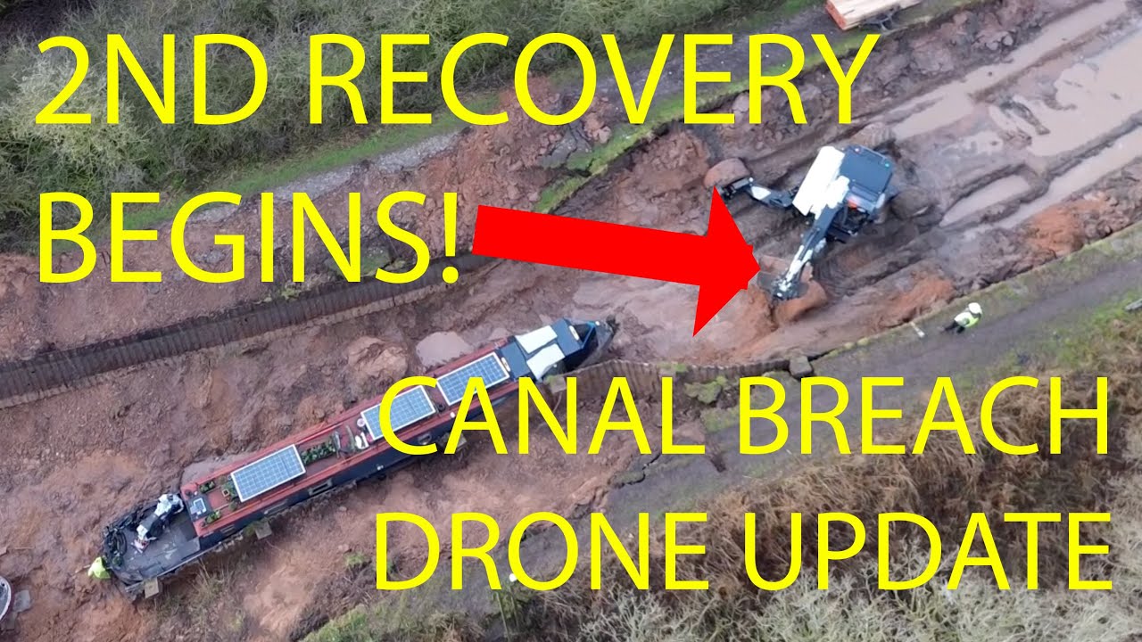 Whitchurch Canal Breach Update, Start of Second Recovery Drone Footage With Commentary(14th January)