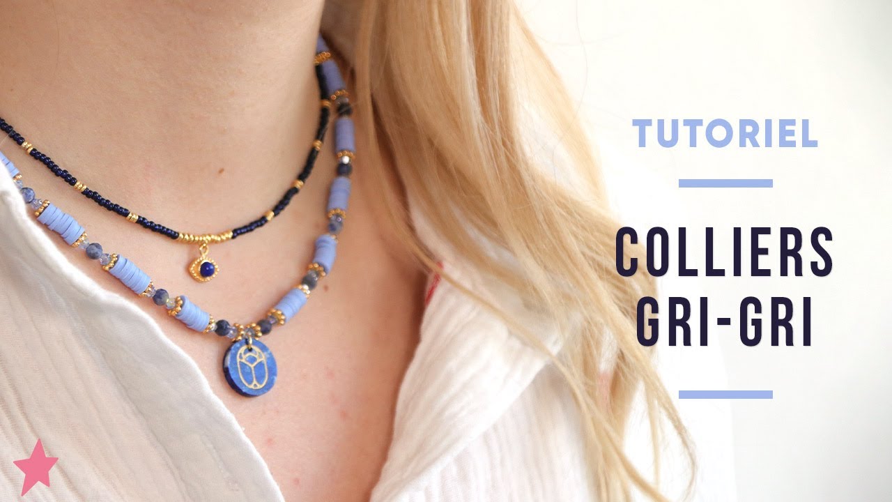 TUTORIEL | Duo de colliers gri-gri en pierre gemme pendentif scarabée