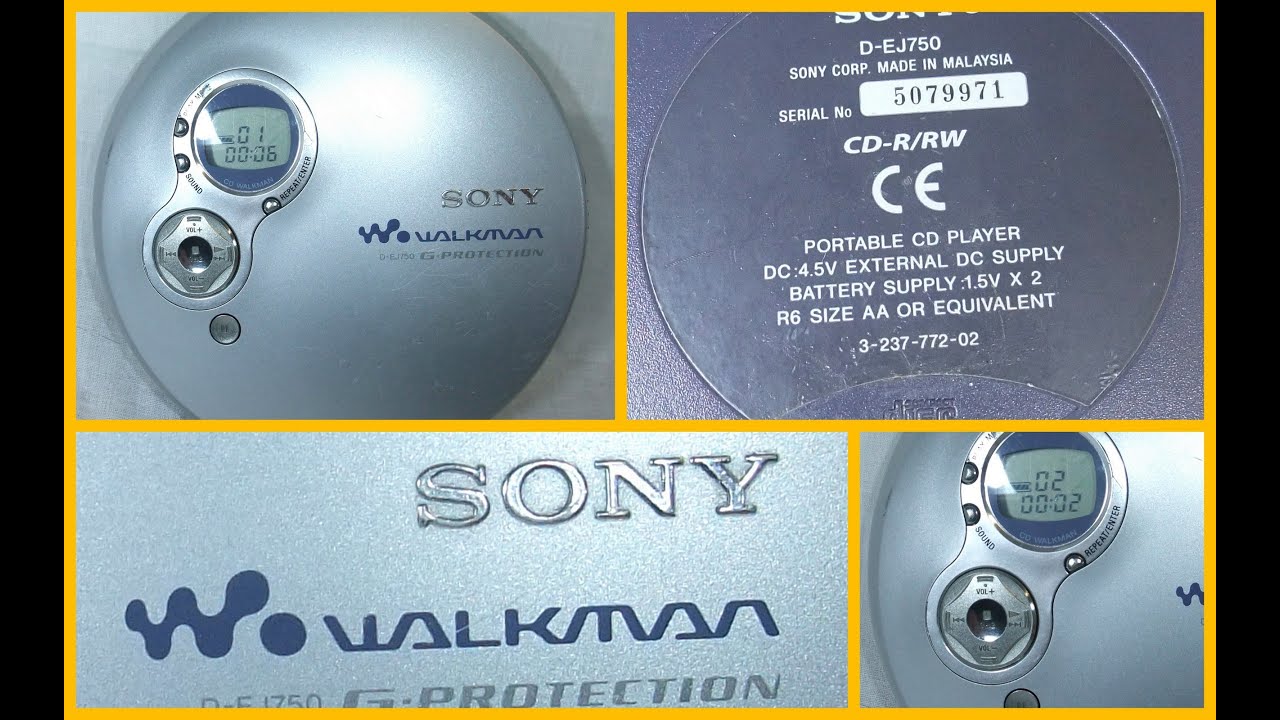 Sony Walkman D-EJ750 Personal Portable CD Player G Protection Working