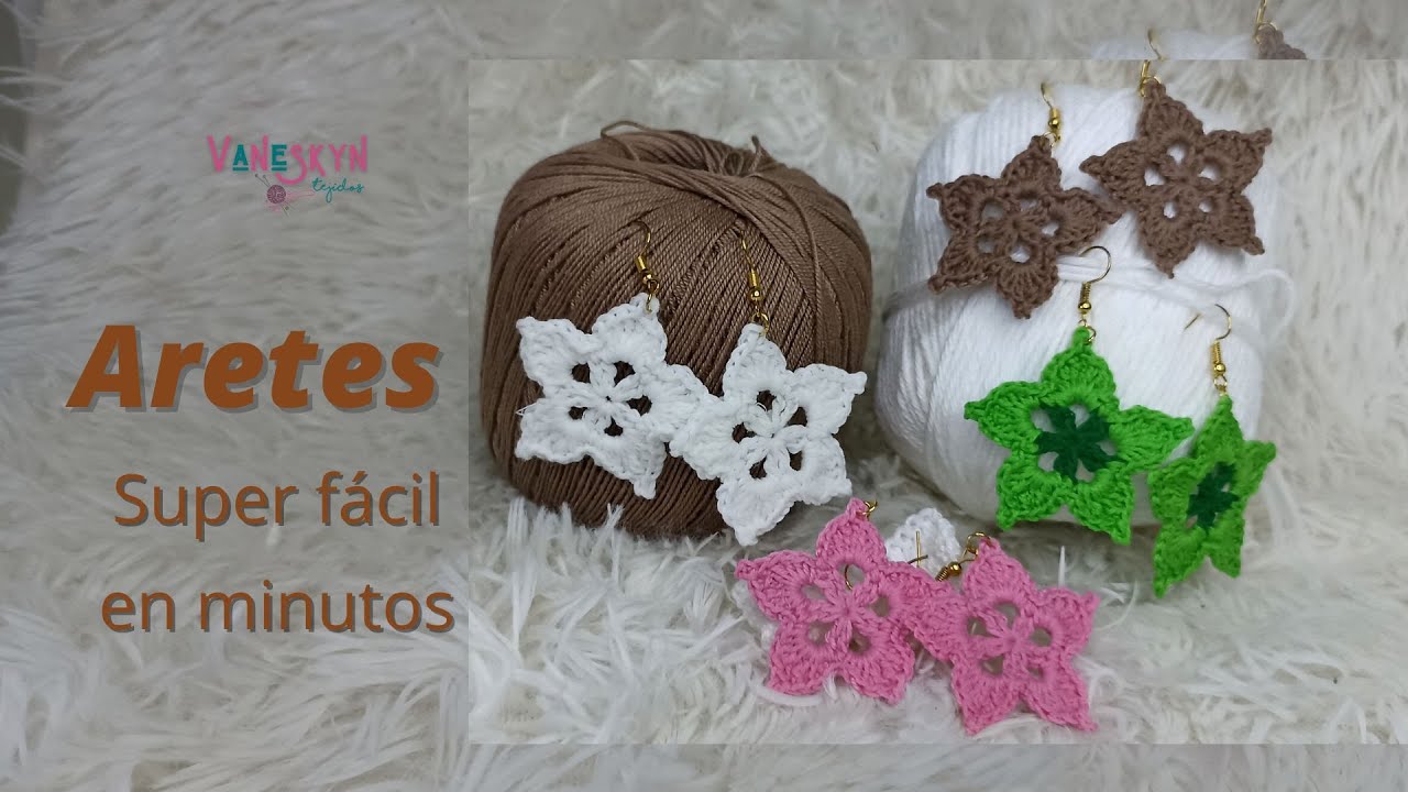 Aprende Cómo hacer ARETES a CROCHET fáciles, ESPAÑOL #13