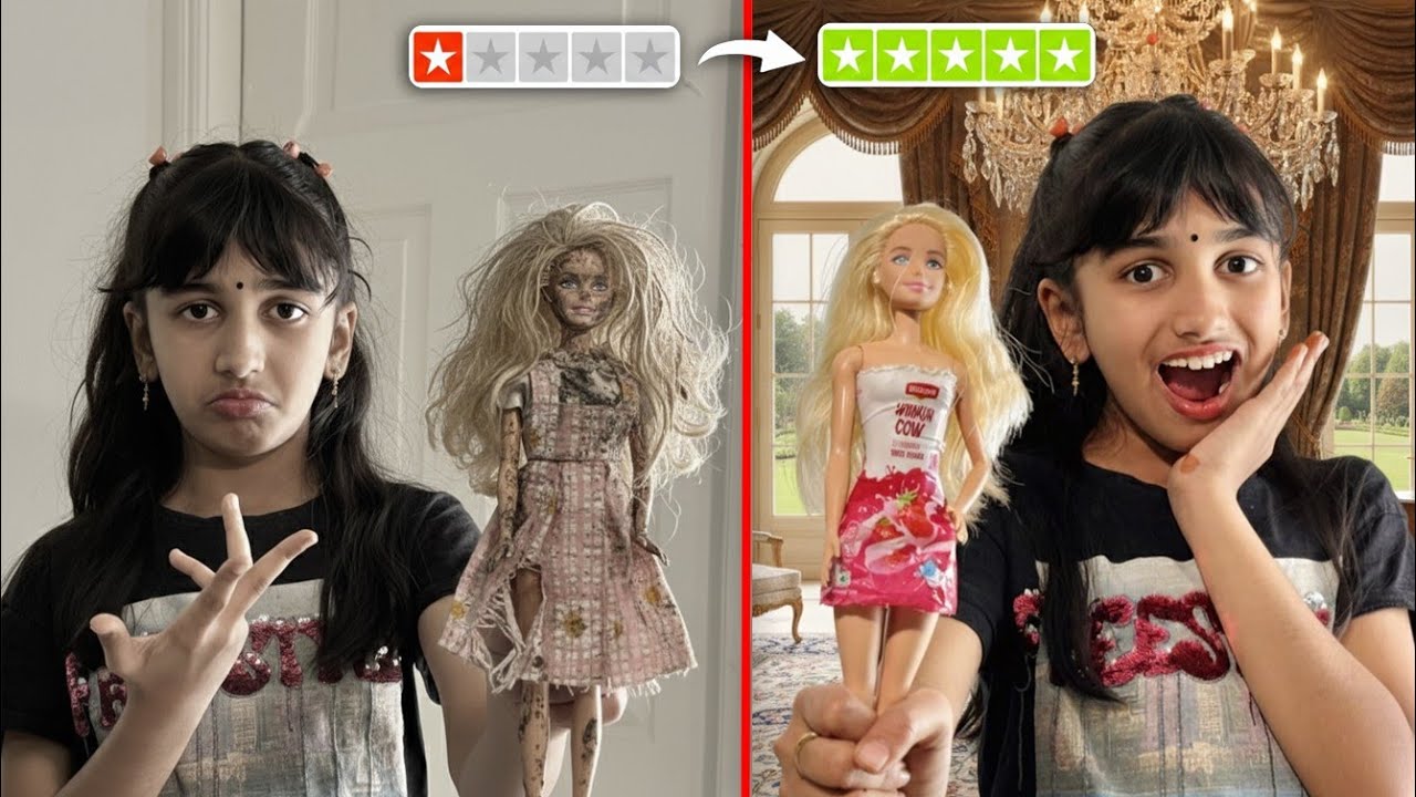 Ammu&rsquo;s Barbie Makeover 😱 Before vs After @V5family_vlogs
