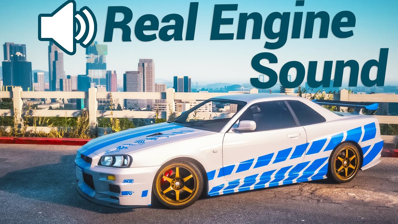 GTA V 2F2F Nissan Skyline GTR R34 Engine Sound Mod [Add-On] QuantV 4K REAL Life Showcase