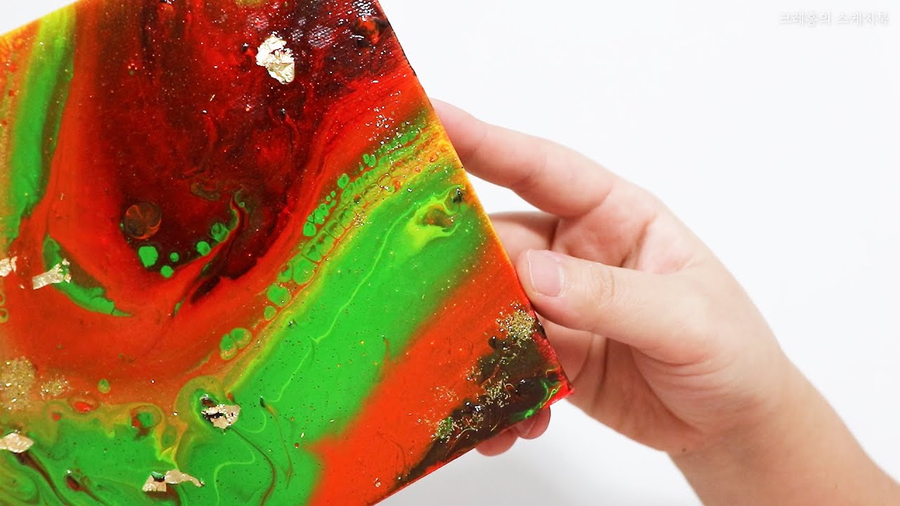 물감을 붓기만 했는데 멋진 작품이 탄생하다! 아크릴 푸어링 가을단풍 2탄  Easy Autumn Acrylic Fluid Pouring Art