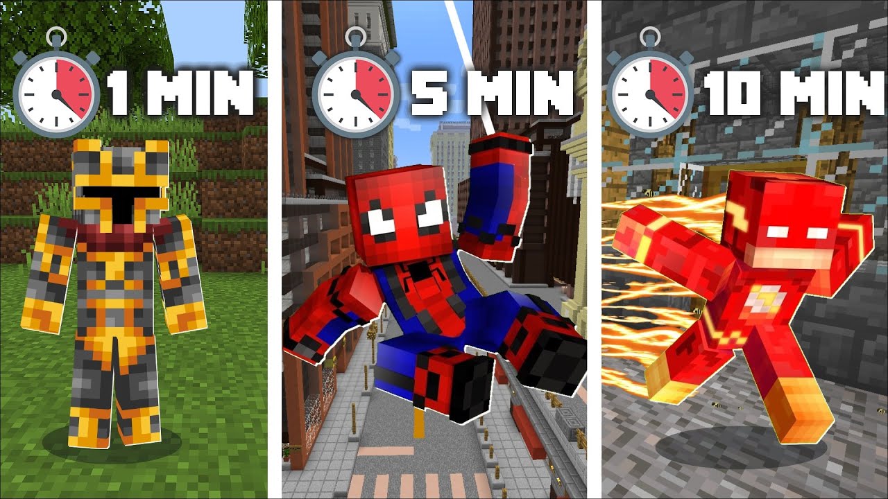 Minecraft EVERY MINUTE WE MORPH IN TO A *NEW* SUPERHERO MOD !! BECOME SUPERHEROES !! Minecraft Mods