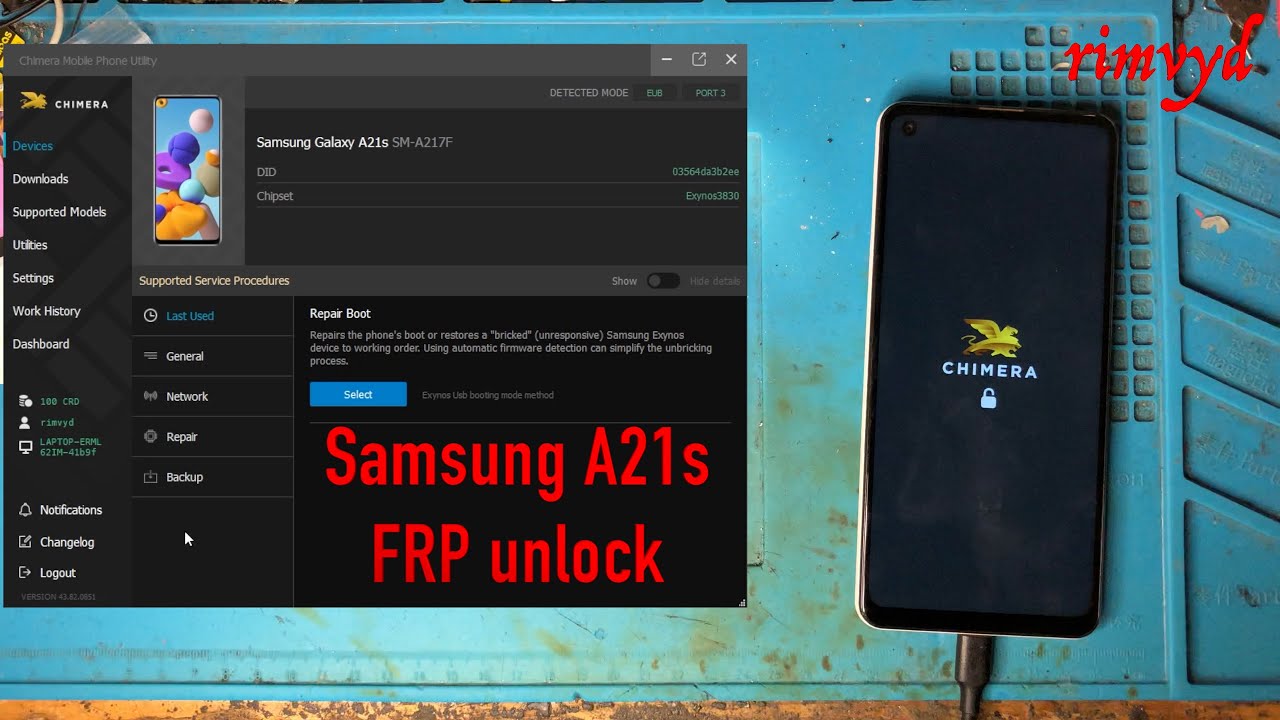 Samsung A21s, FRP unlock