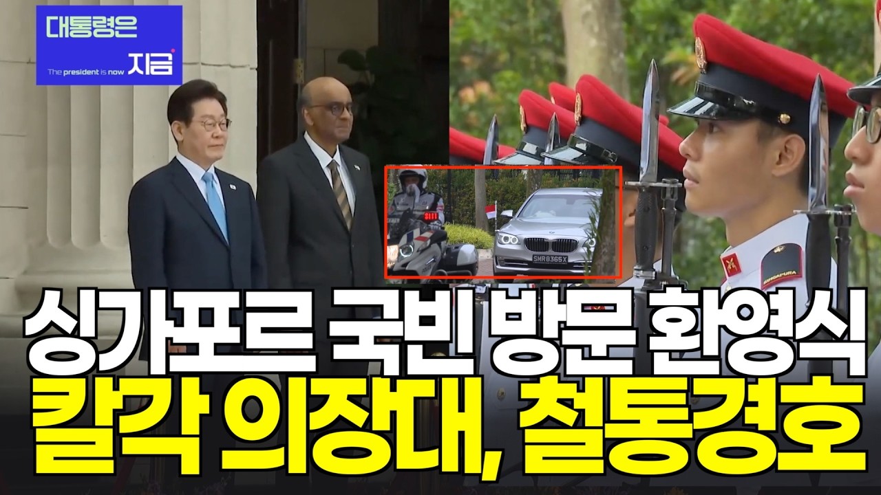 칼각 의장대, 철통 경호 속 싱가포르 국빈 방문 환영식