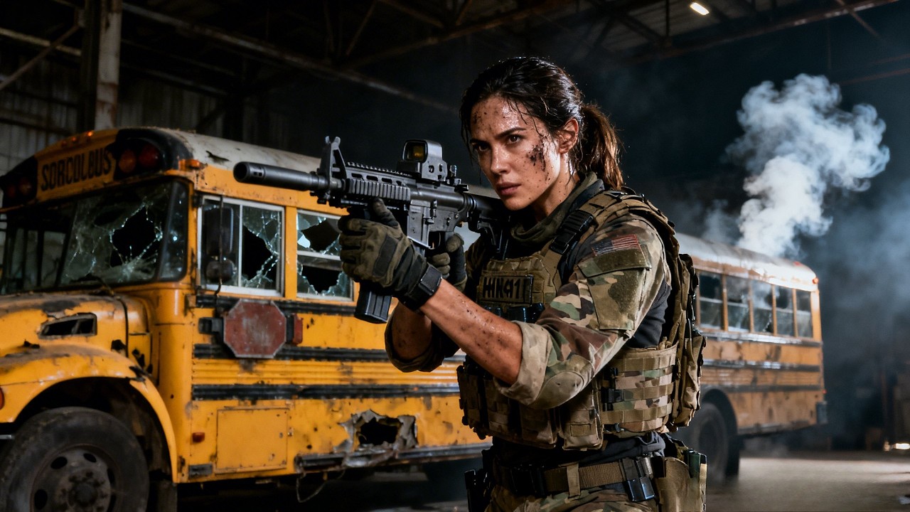 Don't Scare The Kids! Single Mom Is A VETERAN Ends Terrorist Threat.