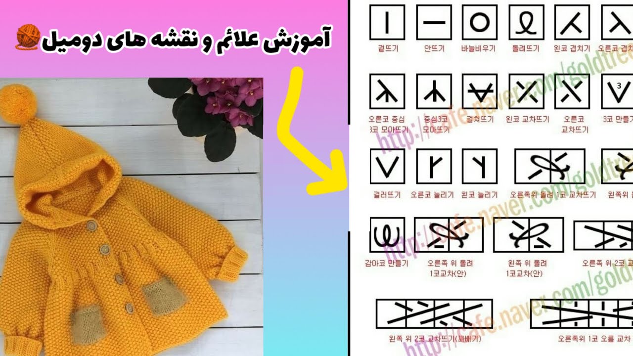 آموزش بافتنی نقشه خوانی با دومیل و علائم استاندارد جهانی🧶knitting pattern