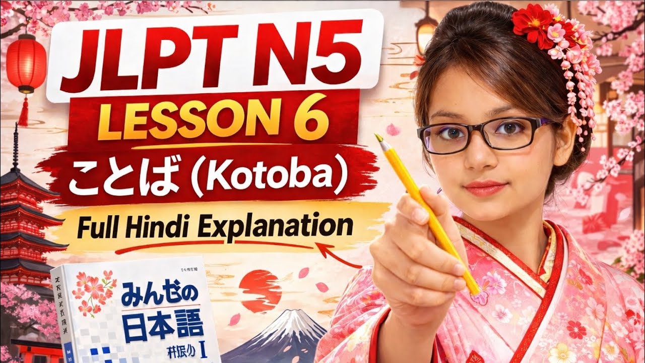JLPT N5 Lesson 6 Vocabulary | Minna no Nihongo Based | Explained in Hindi #jlptn5 #n5 #ssw #jftbasic