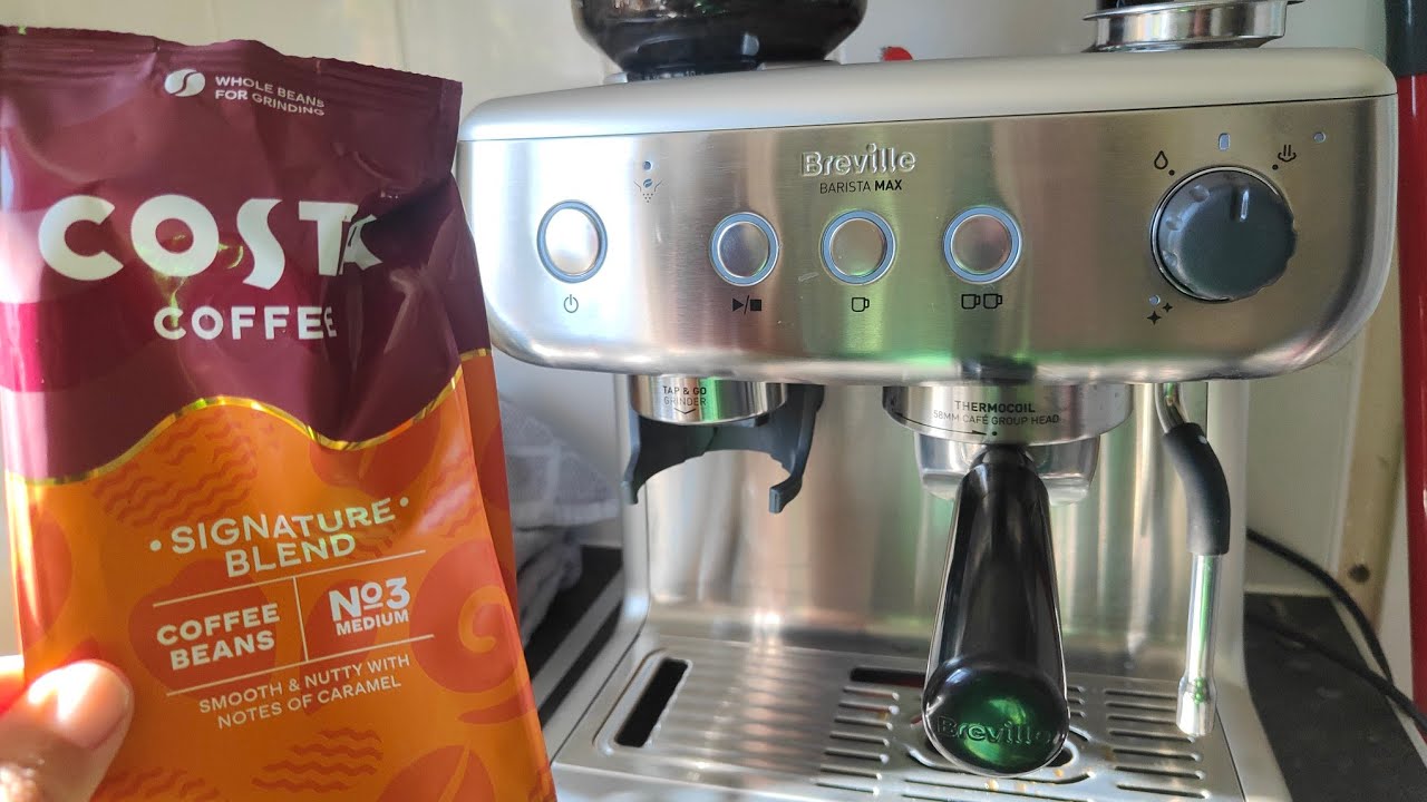 Costa Coffee Signature Blend Beans review  and how to use breville barista max espresso machine