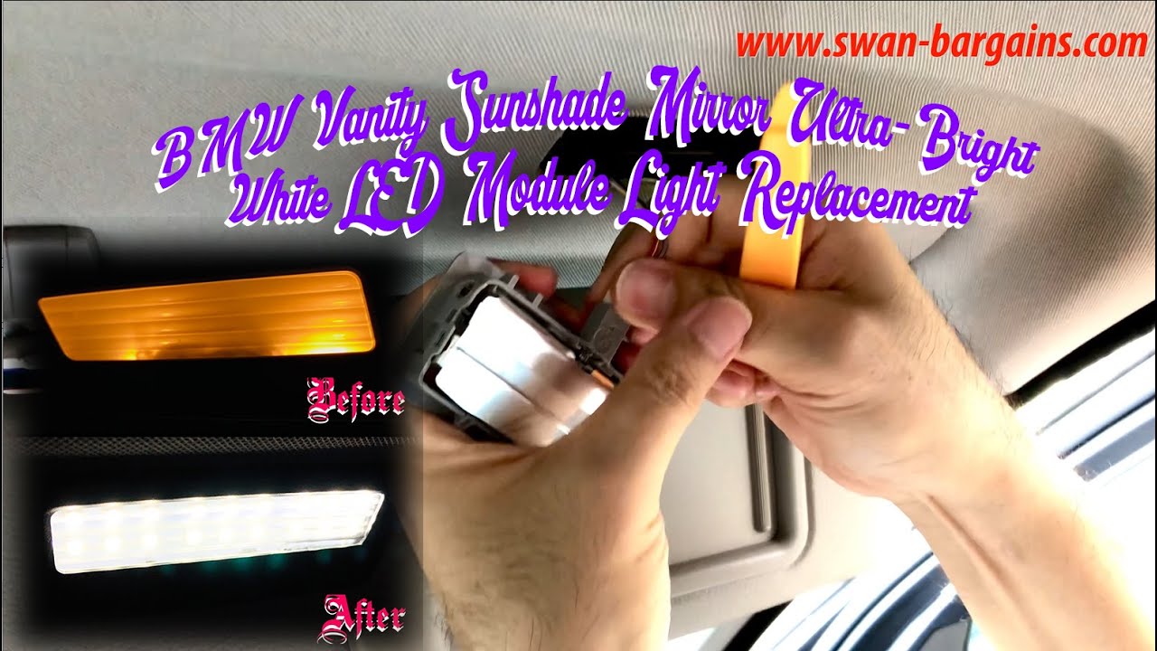 How To Replace BMW Vanity Sunshade Mirror Ultra-Bright White LED Module Light Guide F01 F02 F10 F12