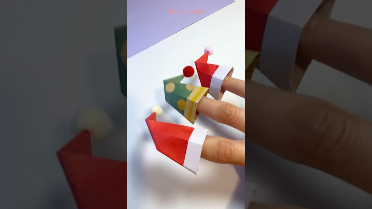 🎄🎅Make a cute mini Santa hat with me☺️ #craft #origami #craftideas #diy #christmas #cute #shorts