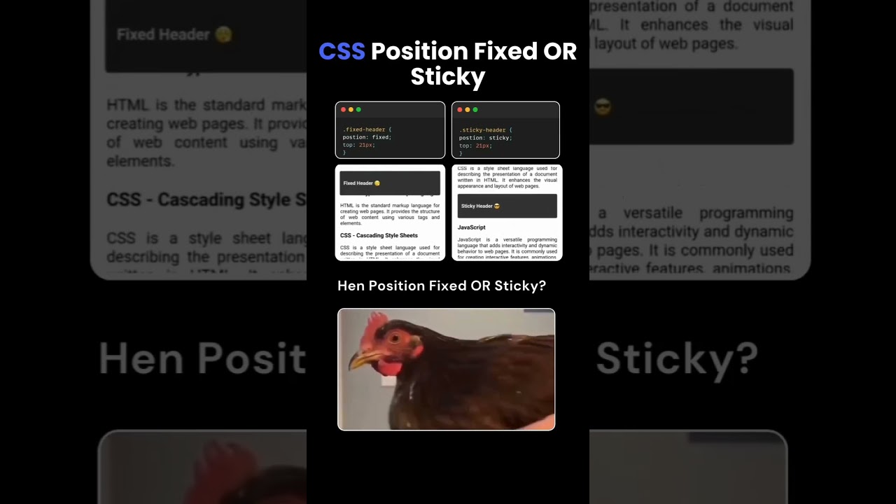 CSS Position Fixed or Sticky 😍 Best Example #cssproperty #cssposition #csstutorial #coder #viral