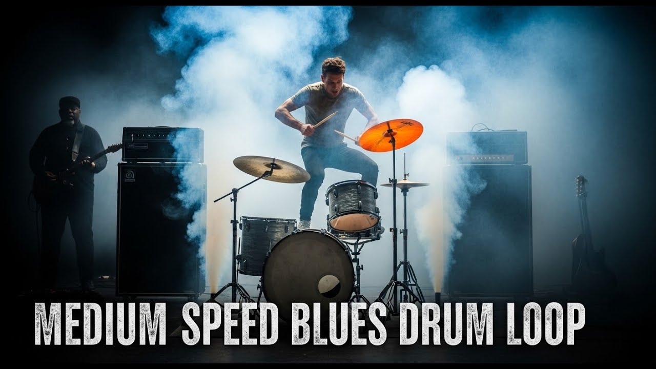 10 min long Blues Drum Loop at Medium Speed for All Guitar Skills Jammers