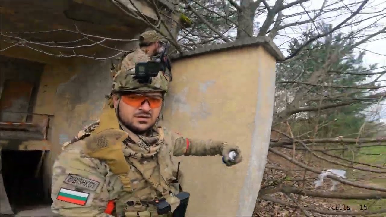 playing airsoft at one of the biggest airsoft fields ghost town Bulgaria