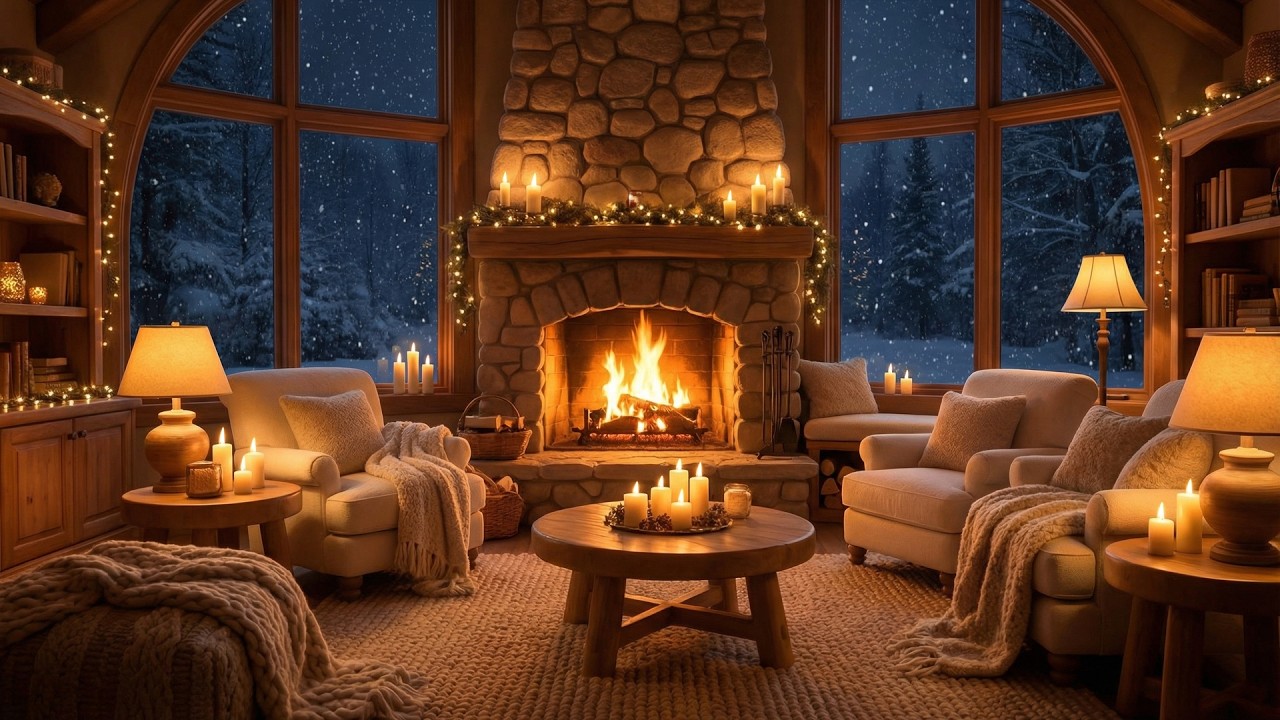Warm Fantasy Fireplace Ambience | Cozy Winter Night (8 Hours)