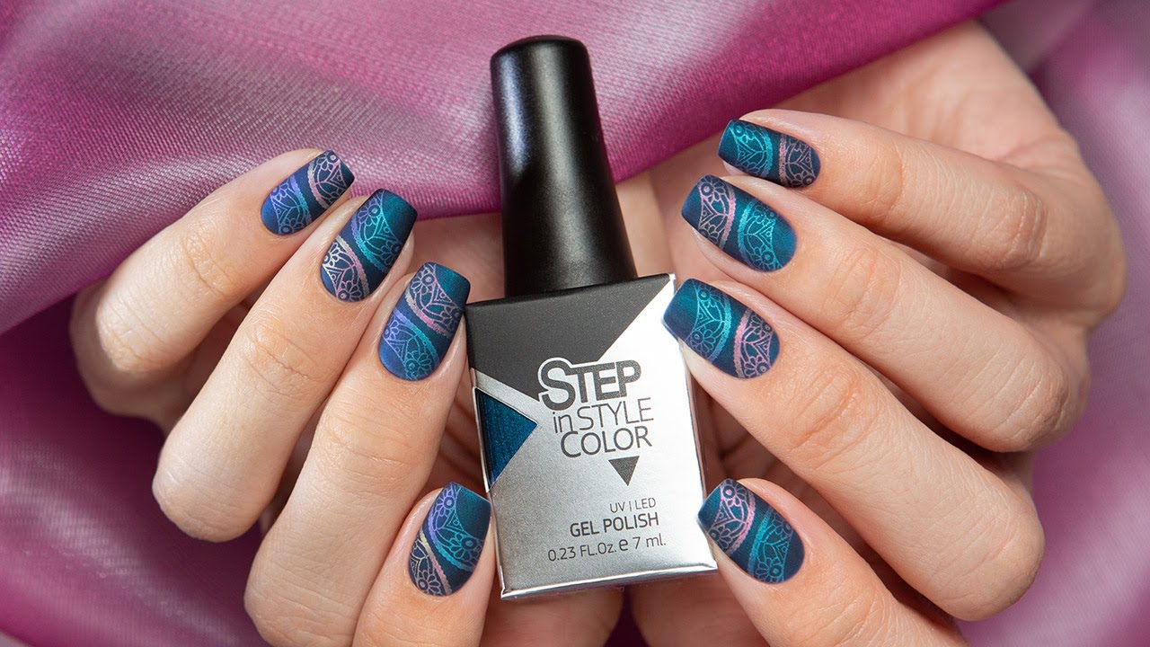 Matte stamping nail design | Мультихромный стемпинг в матовом маникюре