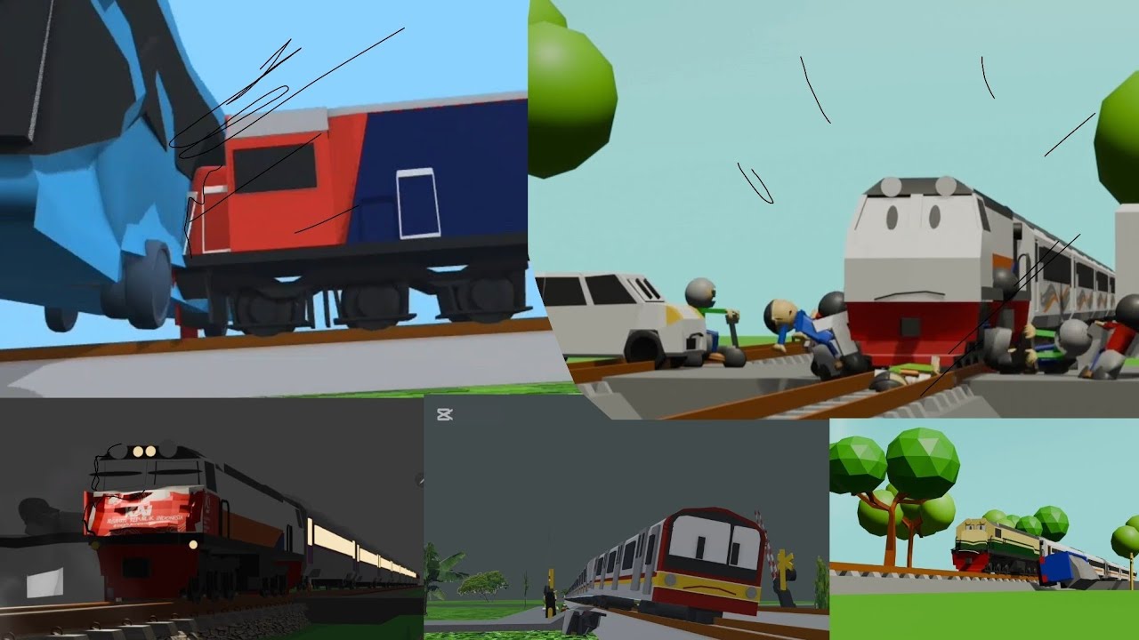 Kompilasi kecelakaan kereta api dengan Prisma 3D, Blender 3D dan Draw Bricks part 5