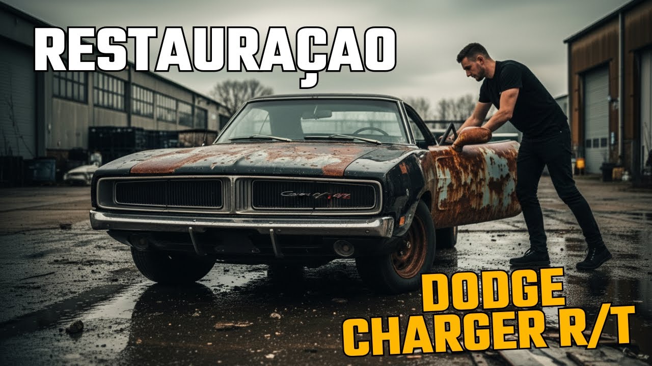 Dodge Charger R/T 1969 abandonado, restaurado à perfeição.
