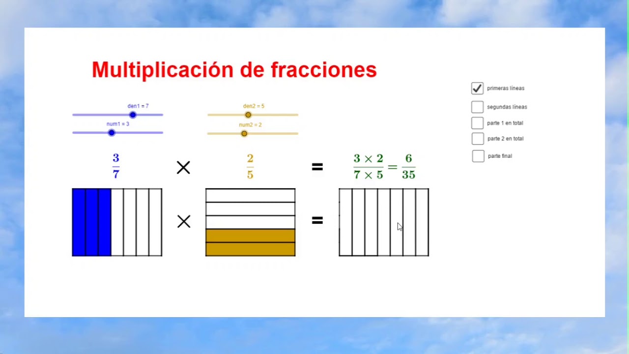 multiplicación gráfica fracciones