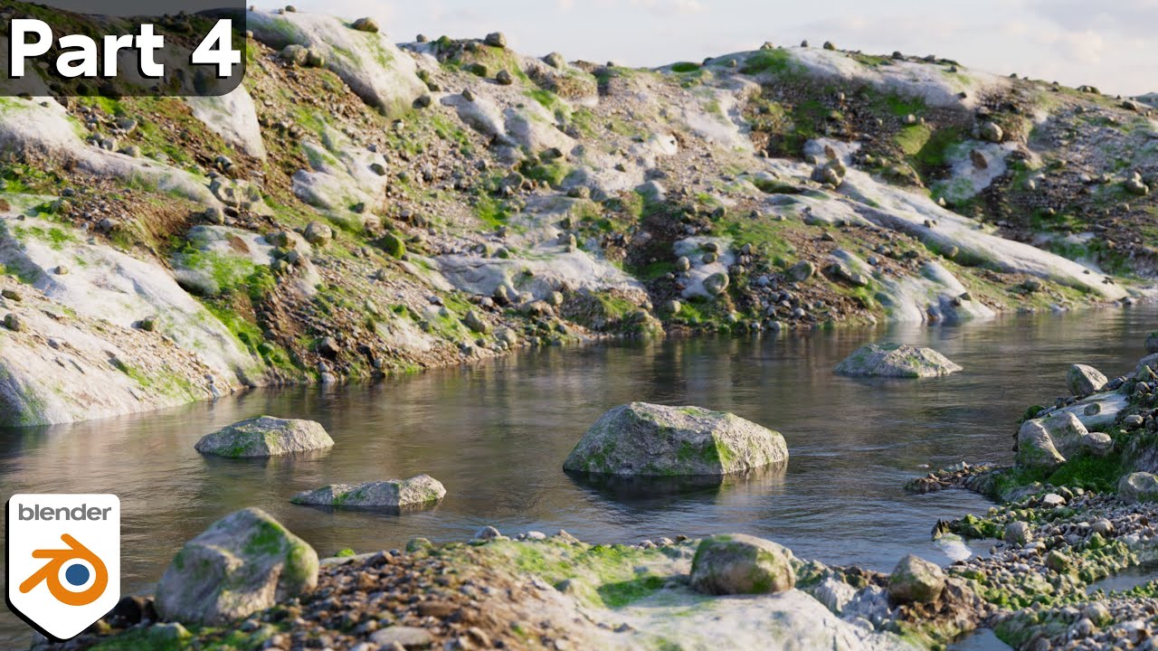 Rocky River Realistic Nature Animation - Part 4 (Blender Tutorial)