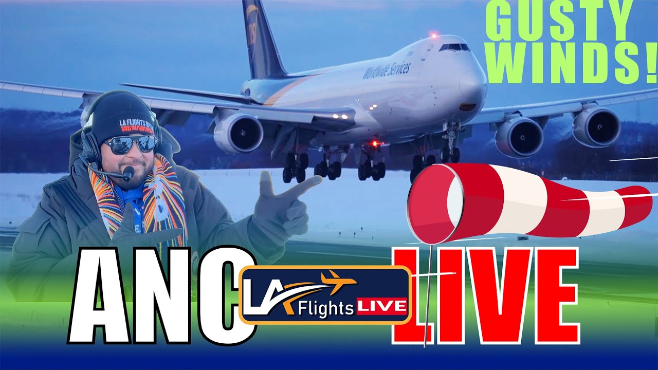 🔴LIVE STRONG WINDS at Anchorage Ted Stevens International Airport!