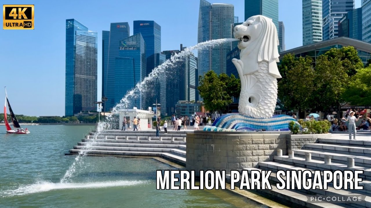 Merlion Park Singapore Walking Tour | Singapore 4K 🦁🌇