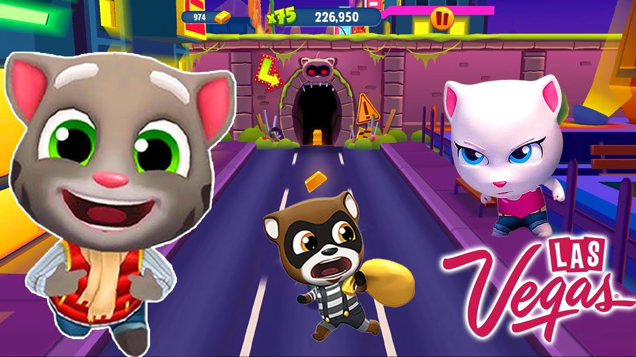 Talking Tom Gold Run 🌆 Dark City Las Vegas ┃ Frosty Tom vs Angela vs Boss 😲